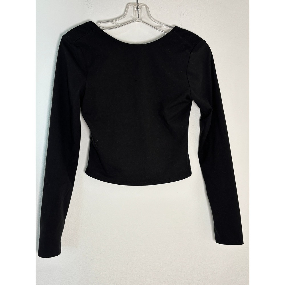 Fashion Nova‎ Womens Black Open Back Long Sleeve Crop Top KJGM3102718 Medium